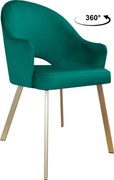 Krzesło Velvet tkanina Welur noga metalowa krzesło tapicerowane premium : Kolor nogi - Złota profil, Kolor tkaniny - VELVET - MG20, Typ siedziska - Siedzisko obrotowe 360°