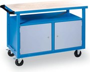 Stół warsztatowy mobilny GD, 2 szafki, 1190 x 600 x 850 mm, szary