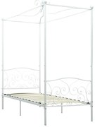 Białe rustykalne łóżko z baldachimem 90x200 cm L0-K77