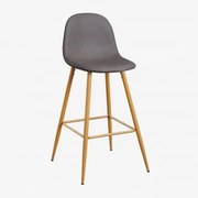 Zestaw 2 Wysokich Stołków Z Imitacji Skóry Glamm Gris Antracita & ↑75 Cm & Drewno Naturalne - Sklum