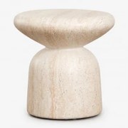 Okrągła Szafka Nocna Ø40 Cm Z Cementu Zanira Look Travertino - Sklum