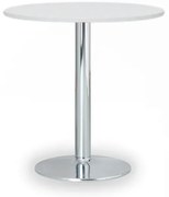 Stolik konferencyjny FILIP II, średnica 80 cm, chromowana podstawa, biała