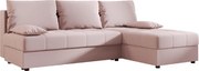 Rozkładana narożna sofa VENORIA SLIM 200x143 cm, pudroworóżowa, uniwersalna + 2 poduszki GRATIS