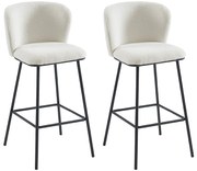 Zestaw 2 stołków barowych z bukli i metalu - Biały - SENORASE