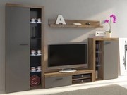 Meblościanka Rena mini 270 cm - dąb lefkas | grafit