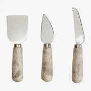 Zestaw 3 Sztućców Do Sera Z Marmuru I Stali Nierdzewnej Calven Marmur Beżowy Panther - Sklum