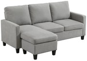 HOMCOM Narożna sofa z funkcją spania, 3-osobowa sofa z pojemnikiem na pościel i poduszkami, narożna kanapa, sofa w kształcie L, pokrycie tkaninowe, Szary