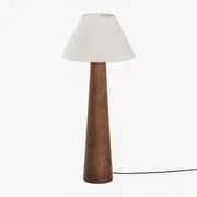 Lampa Podłogowa Z Drewna Mango Malva ↑70 Cm & Biały Ø40 Cm - ↑20 Cm Menorca - Sklum