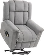 HOMCOM Fotel z Powerlift, Masujący z Funkcją Ciepła, Fotel z Podnóżkiem i Boczną Kieszenią, Obicie z Tkaniny, Ciemnoszary