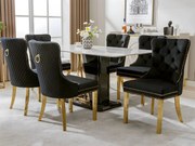 Zestaw 6 krzeseł welurowych z metalowymi nogami - Czarny