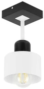 Biało-czarna lampa sufitowa, jednopunktowy spot DWE10x10SC z drewna i