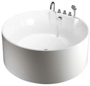 Okrągła wanna wolnostojąca z kranami - 373 L - 150 x 150 x 58 cm - biała - LINDA