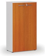 Szafa biurowa z drzwiami PRIMO WHITE, 800 x 420 x 1434 mm, biały/wiśnia