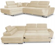 Narożnik rogówka rozkładany f spania Bosso lewy Family meble beżowy welur