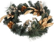 Wieniec świąteczny Berry i Pinecone, złoty, 45 x 10 x 39 cm