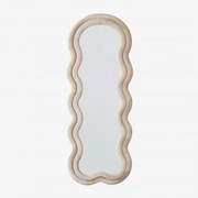 Lustro Ścienne Nieregularne 60x160 Cm Tapicerowane Evelyn Aksamitny Kremowa - Sklum