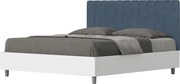 Łóżko wyposażone w stelaż z listwami 160x200 konstrukcja Frassino biała zagłówek microfibra Niebieski Kaia
