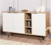 Nowoczesna komoda – 142 cm – Dąb i biel – Melamina