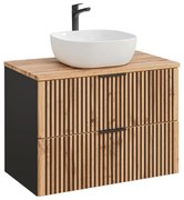 Szafka pod umywalkę XILO BLACK WOTAN 82 80cm czarna/dąb COMAD