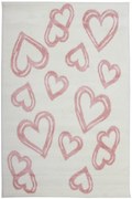 Dywan Merlin Serduszka Biały/Róż 160x220 Prostokąt