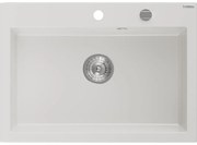 Mexen Elix zlewozmywak granitowy 1-komorowy 700 x 500 mm, biały, syfon chrom - 6526701005-20