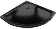 Mexen Flat brodzik półokrągły slim 80 x 80 cm, czarny, syfon czarny - 41708080B