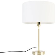 Lampa stołowa złota regulowana z kloszem białym 35 cm - Parte