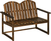 Outsunny Ławka ogrodowa 2-osobowa z oparciem i podłokietnikami Wytrzymała do 240 kg Wypalany wygląd | Aosom PL