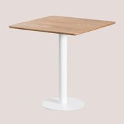 Kwadratowy Stolik Barowy Z Forniru Jesionowego Frappe ↔︎ 70 Cm & Biały - Sklum