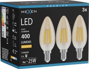 Mexen Vintis 3x żarówka filament LED E14, C35, 4W, Ciepła - 2200K, 400 lm, amber - L154-E14-0422-50x03