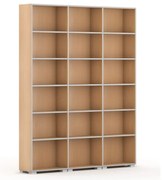 Biblioteka SILVER LINE, 3 kolumny, 2230 x 1800 x 400 mm, buk