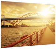 Obraz mostu z zachodem słońca (70x50 cm)