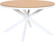 Okrągły aluminiowy stół ogrodowy śr.125 cm - Biały i jasny naturalny - ZEYVA od MYLIA