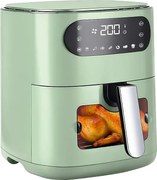 Frytkownica powietrzna Nettlife 6L, pojedynczy kosz, okienko kontrolne, 7 programów gotowania, cicha (zielona)