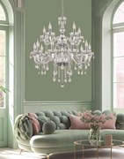 Cristallo 15 Chrom - żyrandol świecznikowy z kryształami, kolor srebrny, 15 żarówek, styl klasyczny, glamour