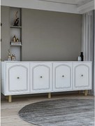 Komoda – 180 cm x 78,6 cm x 35 cm – Biała – Płyta wiórowa