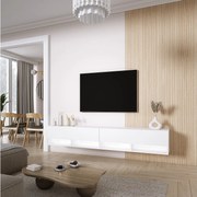 Szafka pod telewizor 200 (2 x 100) cm Biały Mat, LED biały, 200 × 32 × 34 cm