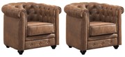Zestaw 2 foteli CHESTERFIELD z mikrofibry o wyglądzie postarzanej skóry