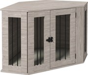 PawHut Klatka dla psa, projekt narożny, z zamknięciem, 1 poduszka leżakowa, 104 x 55 x 63 cm, Brązowy