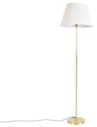 Lampa stojąca złota/mosiądz z plisowanym abażurem kremowym 45 cm - Parte