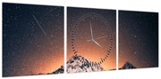 Obraz nocnego nieba z górą (z zegarem) (90x30 cm)