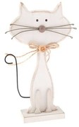 Biała dekoracja drewniana w kształcie kota Dakls Cats, wys. 18 cm
