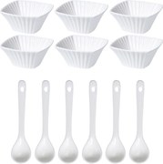 EH Zestaw miseczek do serwowania z łyżeczkami Fala kwadratowy, 12 szt.