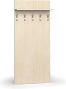 Garderoba z wieszakami PRIMO WOOD, 5 haczyków, półka, tekstura drewna pionowa, brzoza