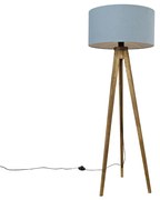 Statyw wiejski w stylu vintage z jasnoniebieskim kloszem 50 cm - Tripod Classic Rustykalny / Vintage Oswietlenie wewnetrzne
