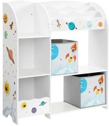 Dziecięca biblioteczka ANET z tkaninowymi pojemnikami, biała
