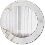 Lustro z nadrukiem okrągłe Biały złoty marmur