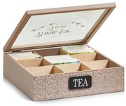 Drewniana herbaciarka, szkatułka na herbatę, 9 przegródek, ZELLER