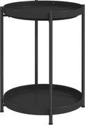 HOMCOM Okrągły stolik pomocniczy z półkami, 2-poziomowy stolik kawowy do salonu, sypialni, małych przestrzeni, metal, czarny