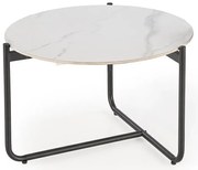 Okrągły stolik kawowy biały marmur + czarny D8-A76
